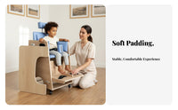 Fully Adjustable children's Posture Correction Chair Ergonomic Design Wooden Cerebral Palsy Chair Solid Wood Construction Toddler Positioning Seat Locking Casters for Physical Therapists, Toddlers, Parents, Indoor, Therapeutic Sessions, Home