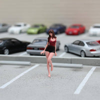 Long Hair Miniature Female Figurine Slim Body Standing Figurine Collection Item