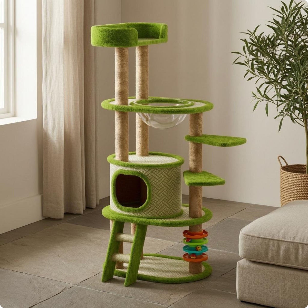 Multi-Level Feline Tree Top Lookout Feline Climbing Climbing Structure Soft