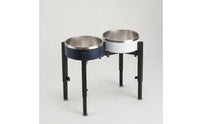 Metal Elevated Dog Bowl Stand Easy to Clean Dog Bowl Stand with Stainless Steel Bowls Dishwasher-Safe Pet Feeder with Stainless Steel Bowls Rust-Resistant for Dogs, Pets, Indoor, Kitchen