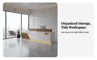 Enamel Coating Finish Front Desk Sturdy Construction Modern Reception Desk Heavy Duty Commercial Counter Table for Receptionists, Lobby, Hotel