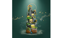 Rockery Waterfall Water Feature Indoor Fountain Feng Shui Ornament with Misting Function and LED Light for Relaxation Entryway Meditation Home Decoration