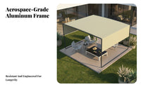 sun's Rays Protection Metal Frame Sun Shelter Weather Resistant Adjustable Canopy Gazebo Waterproof Patio Cover Heavy Duty for Garden Enthusiasts, Homeowners, Families, Courtyard, Backyard, Deck, Poolside