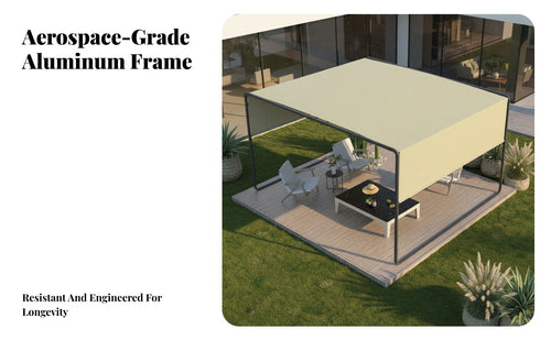 sun's Rays Protection Metal Frame Sun Shelter Weather Resistant Adjustable Canopy Gazebo Waterproof Patio Cover Heavy Duty for Garden Enthusiasts, Homeowners, Families, Courtyard, Backyard, Deck, Poolside