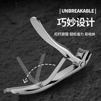 Long Handle Curved Nail Clipper, Large Thickened Stainless Steel, Anti-Splash