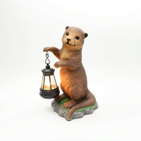 Outdoor Garden Statue with Solar Lantern Weather-Resistant Figurine with Solar Lantern Waterproof Patio Decoration Automatic for Yard, Pathway