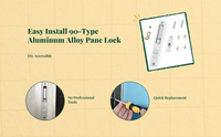 Sliding Pane Security Lock, Aluminum Alloy Hook Latch with security-theftTheft Function, Easy to Install, for Home Patio Door, Pane