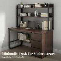 1 Piece Bookshelf Desk Combo Computer Desk Study Desk with Shelves and Drawers Space-saving Modern Construction Suitable for Teens Adults Bedroom Home Office Workstation