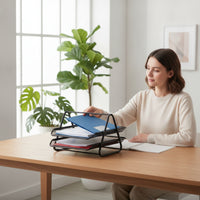 Mesh File Organizer Slanted File Tray Organizer Open Front Desktop Document Tray for Home Workspace
