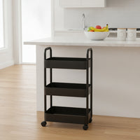 3-Tier Rolling Cart Easy to Move Rolling Storage Cart with Mesh Shelves