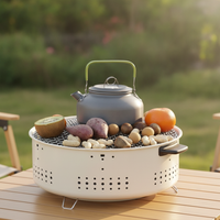 Charcoal Grill and Teapot Warmer for Winter Home Outdoor Indoor Heating and Roasting Set