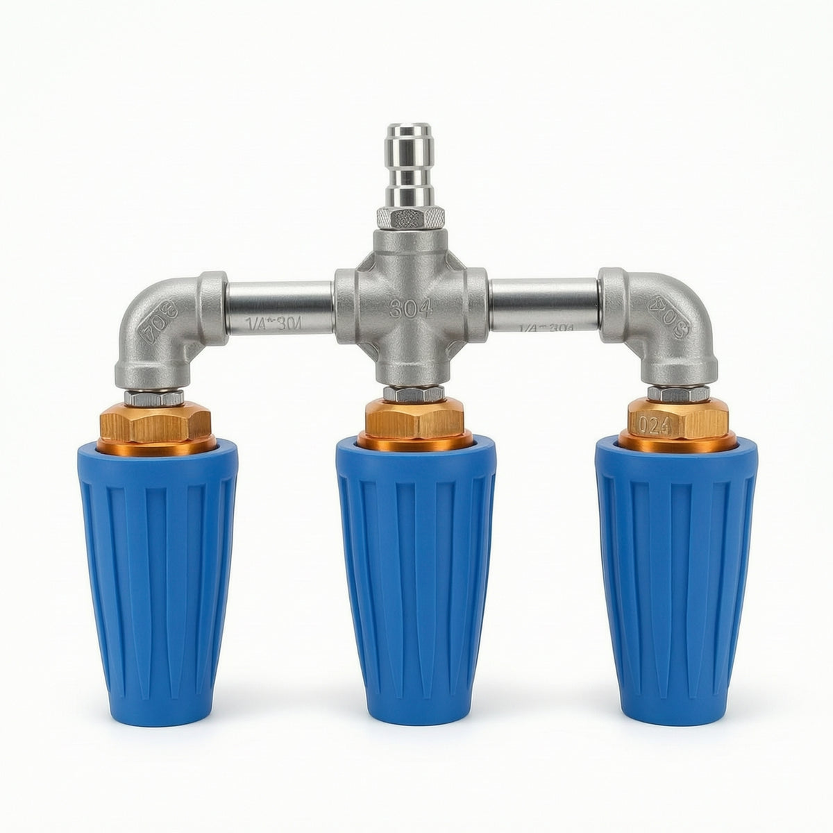 Stainless Steel Nozzle with Three Outlets Metal Rotating Spray Nozzle Rotary Compact for Car Washing