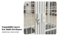 Removable Divider Stackable Breeding Enclosure with Dividers Multi-Tier Wire Enclosure Pull-out Tray Pet Kennel Long-Lasting Construction for Feline Owners, Indoors, Indoor, Veterinary Medical Center, Outdoor