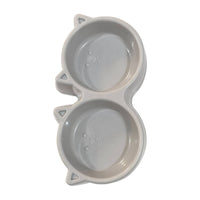 Double Pet Bowl Glossy Feline Bowl Integrated Unit for Feeding