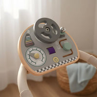 Wooden Steering Wheel Toy Child-Centered Influenced Car Dashboard Busy Board Fine Motor Skills Development Pushchair Steering Wheel Toy