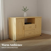 Living Room TV Stand Multifunctional Media Console with Storage Wooden Cabinet Solid Wood Construction Smooth-closing Doors Suitable for Bedroom Entryway Dining Room