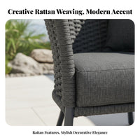 3 Pieces 3-Piece Woven Seating set sun-resistant 3 Piece Patio Seating Group Padded pads Ergonomic Design for Hotel Owners