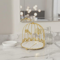 Gold Birdcage Vanity Tray Space-Saving Decorative Birdcage Rack Rust-Proof