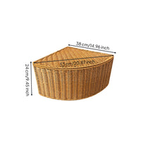 Corner Storage Basket with Lid Natural-Fiber Wicker Corner Hamper for Corners