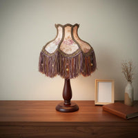 Violet Floral Tassel Lampshade Ornate Tassel Shade Soft Light for Guesthouse
