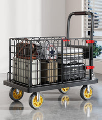 Folding Handle Metal Four-Wheel Cart with Single Wheel