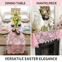 Easter Lace Table Runner Easy to Clean Easter Table Runner Machine Washable House Decoration for Party Hosts, Families, Dining Room, Home, Mantelpiece
