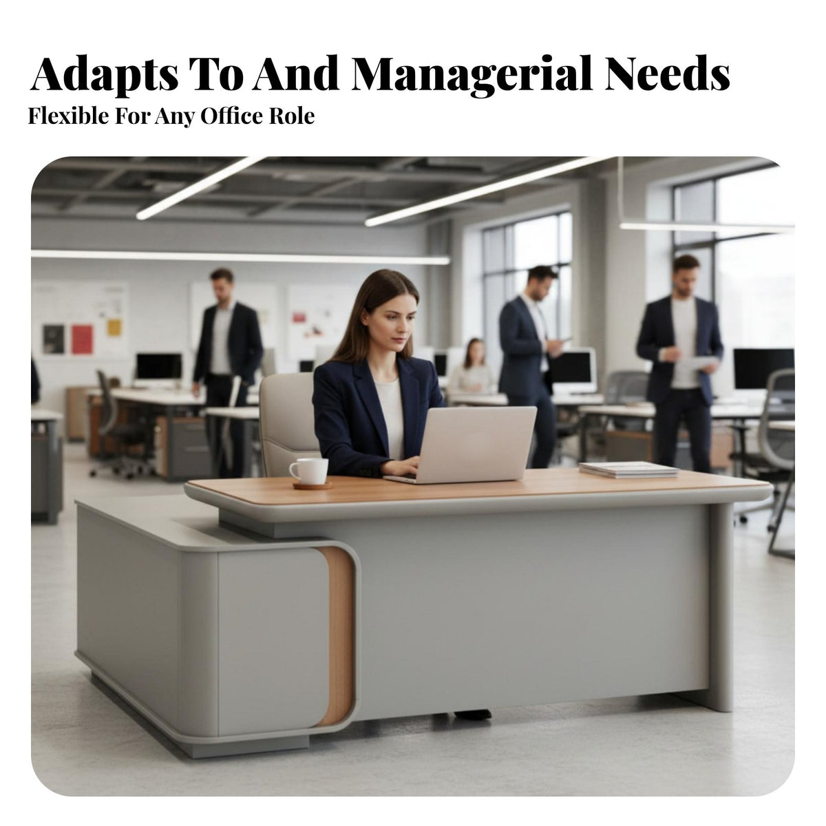 L-Shaped Desk Modern Design L-Shaped Desk with Storage Cabinet Minimalist and design Office Furniture for Employees, Business Owners, Workplace, Study Room