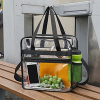 Zip-top Tote Bag Transparent Tote Boxy Waterproof Clear Shoulder Bag Zip Pocket Transparent Stadium Tote Shoulder Strap Travel Bag Carry Bag Shopping Bag Structured Design Suitable for Work Outdoor Events Markets