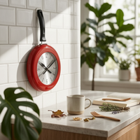 Frying Pan Timepiece Black Handle Pan Wall Timepiece 8-Inch