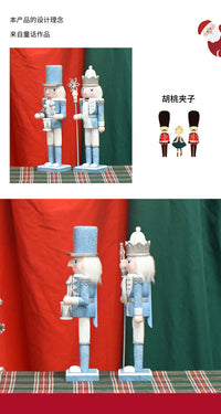 30cm Sky Blue Glitter Nutcracker King Wooden Craft Christmas Decoration