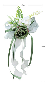Wedding Car Rearview Mirror Decoration Flowers with Bow Door Handle Flowers Artificial Flowers for Staircase Handrails