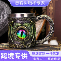 跨境新品德国大号木桶啤酒杯个性手工仿木质水杯大容量马克杯