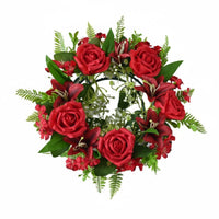 Artificial Rose and Lily Wreath Spring/Summer Floral Wreath Elegant Design Faux Flower Table Garland for Party