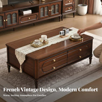 Glass Top Coffee Table Retro design Glass Top Table with Drawers mid-1900sera Modern Design Minimalist Aesthetic for Lounge Area