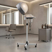 Height Adjustable Hooded Hair Steamer Wheeled Base Standing Hair Steamer Timer Switch Beauty Equipment Transparent Water Cup