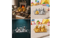8 Pieces Metal Miniature Tea Set with Tray Elegant Dollhouse Tea Set Silver Detailed for Photographers