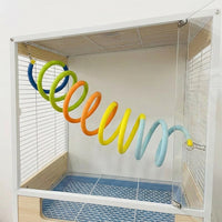 Parrot Toy Spiral Perch, Colorful Bird Swing and Tunnel for Avian Enrichment, Small Bird Toy Hideaway for Adult Animal Cage Decor Fun