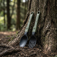 Spoon Fork Set Portable Outdoor Camping Foldable With Storage Bag 5-Piece Set