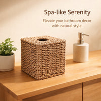 Woven Tissue Box Cover, Modern Minimalist Straw Weaving