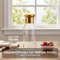 Heat and Cold Resistant Glass Pitcher with Cup Lid Safe Material Glass Carafe with Tumbler Lid Easy to Clean for Students, Bedroom