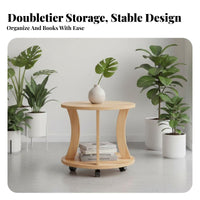 With casters Rolling Wooden Flower Rack Floor-Standing Plant Stand Multi-Tiered Design Indoor Furniture Space-Saving for Gardeners, Decorators, Homeowners, Balcony, Living Room, Patio, Corner