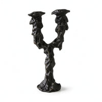 Double Candle Holder Abstract Taper Candlestick Holder Weighted for Sideboard