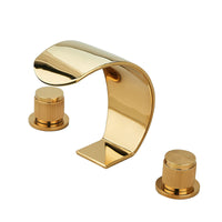 Light Luxury Gold Three-Hole Waterfall Basin Faucet, Split Type, Mixer