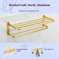 Brushed gold towel rack, no-drill