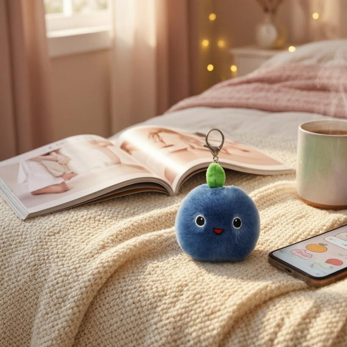 Soft-Toy Keychain Pendant Embroidered Face Stuffed Keychain Plant Top Detail