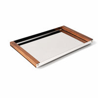 Stainless Steel Tray with Wood Handles Rectangular for Hosts