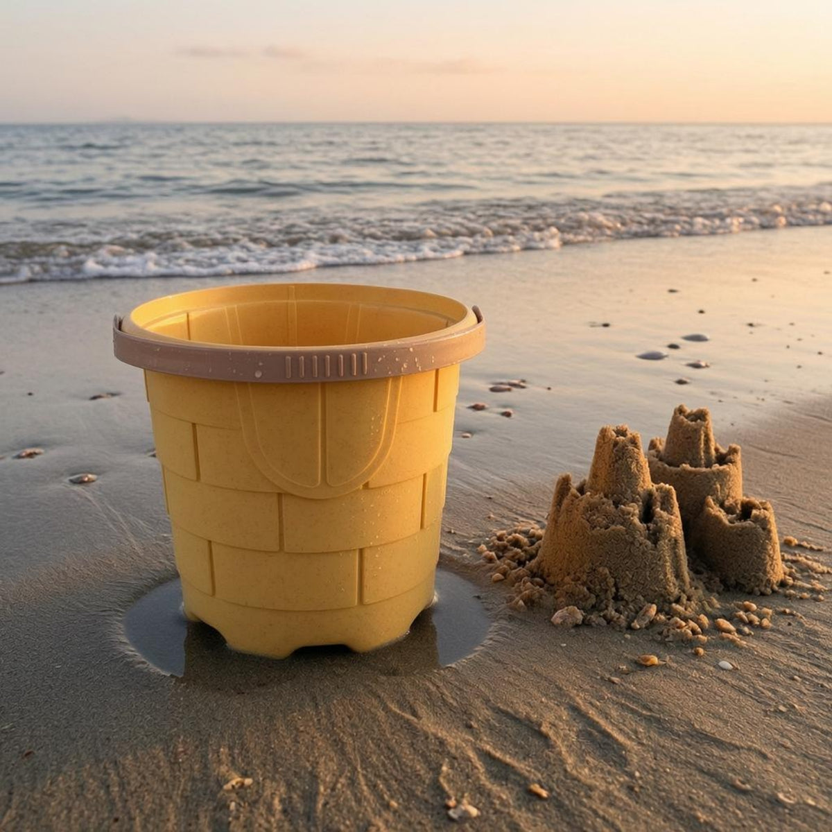 Speckled Children's Beach Pail Tapered Sand and Water Pail Scalloped Edge Sand Toy Set Wide Rim
