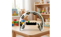 Hand Held Semicircular Tambourine Compact Handheld Tambourine Portable Percussion Hoop with Bells Easy to Use for Singers, Students, Stage, Karaoke, Classroom