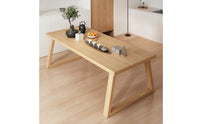 Modern Dining Table with Trapezoidal Legs Industrial Rectangular Dining Table Rustic Furniture Farmhouse for Kitchen