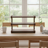 3-Tier Rack with Curved Supports Sturdy Tabletop Storage Rack Wooden Shelf for Professionals, Students, Dorm, Countertop